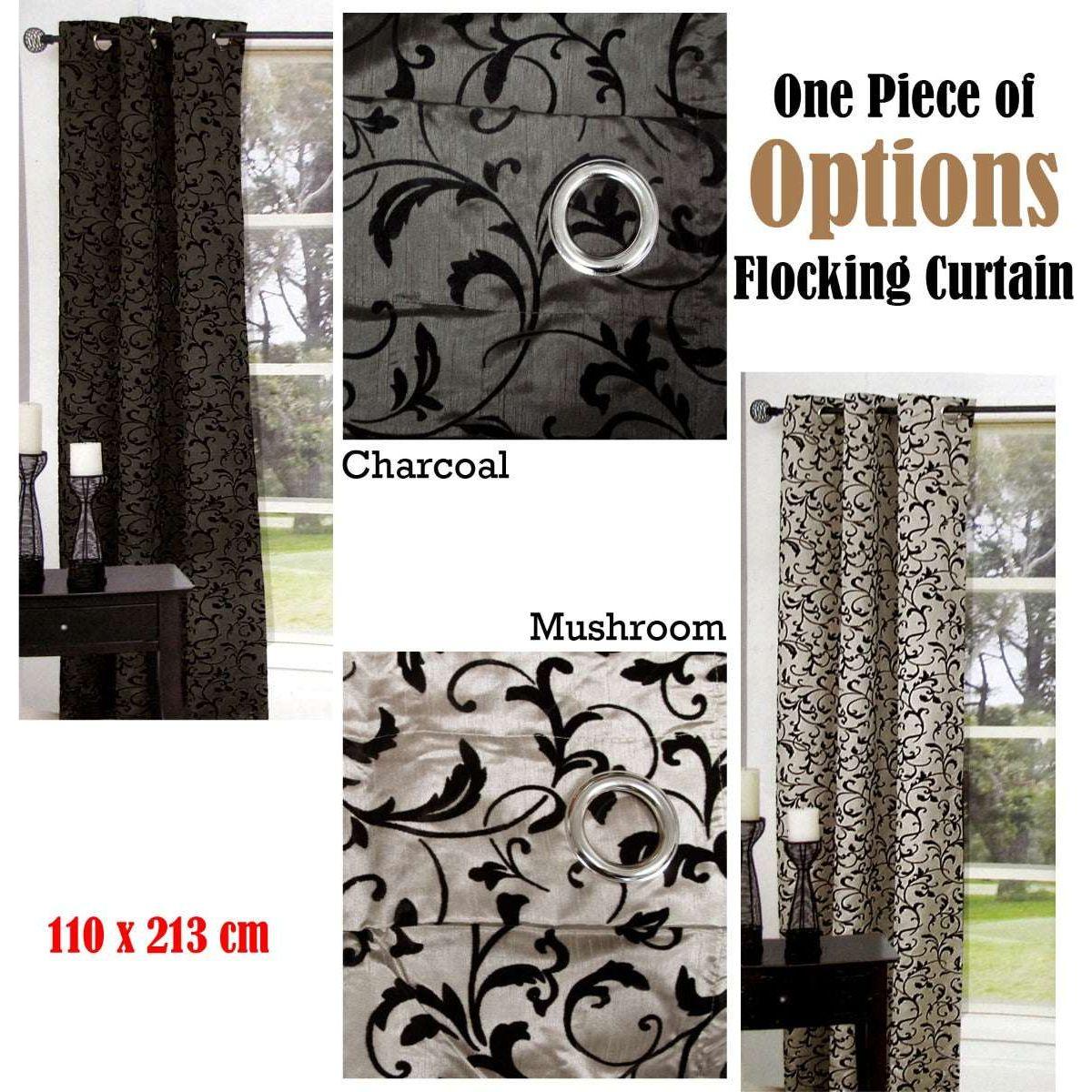 One Piece of Options Flocking Unlined Curtain 110 x 213 cm Charcoal