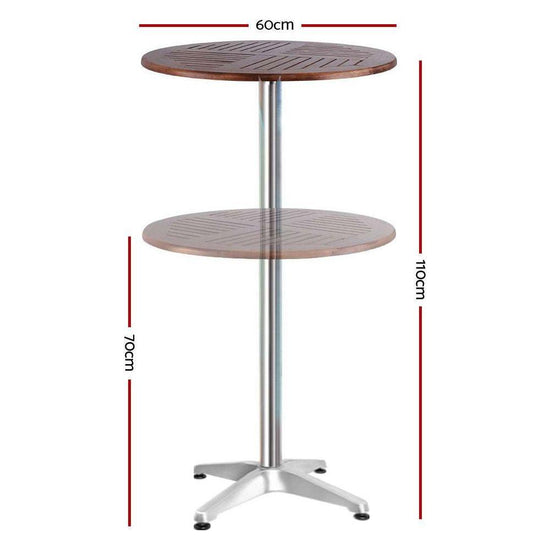 Outdoor Bar Table Furniture Wooden Cafe Table Aluminium Adjustable Round Gardeon