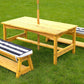 Outdoor Table &amp; Bench Set with Cushions &amp; Umbrella (Navy)