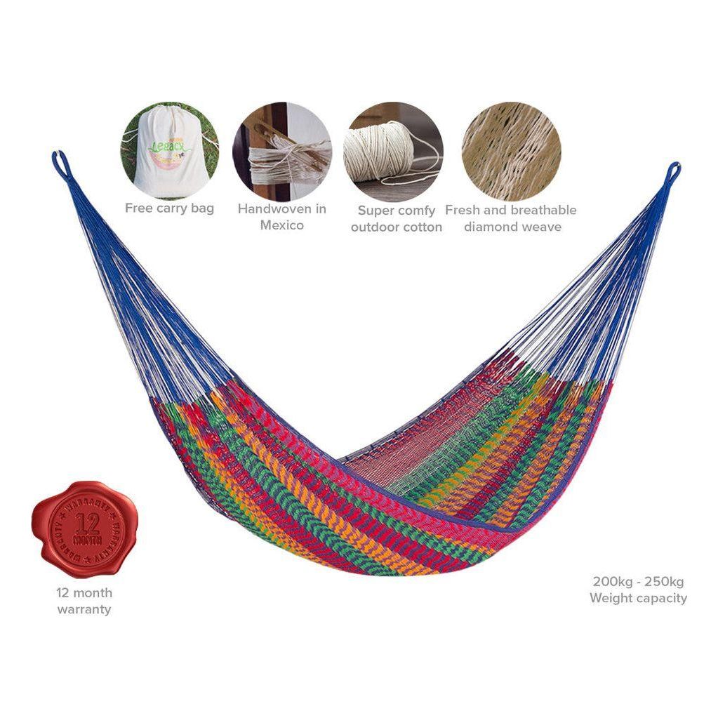 Outdoor undercover cotton Mayan Legacy hammock Family size Mexicana