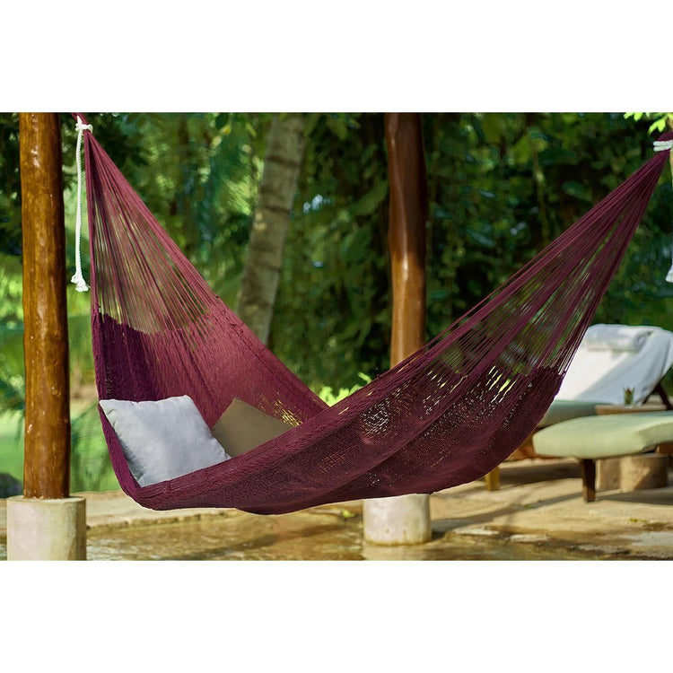 Outdoor undercover cotton Mayan Legacy hammock King size Maroon - Magdasmall