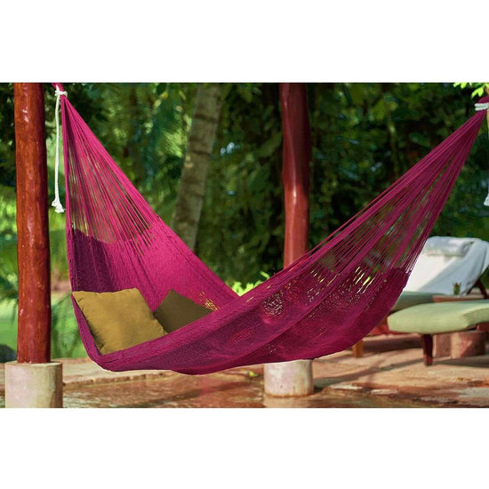 Outdoor undercover cotton Mayan Legacy hammock King size Mexican Pink