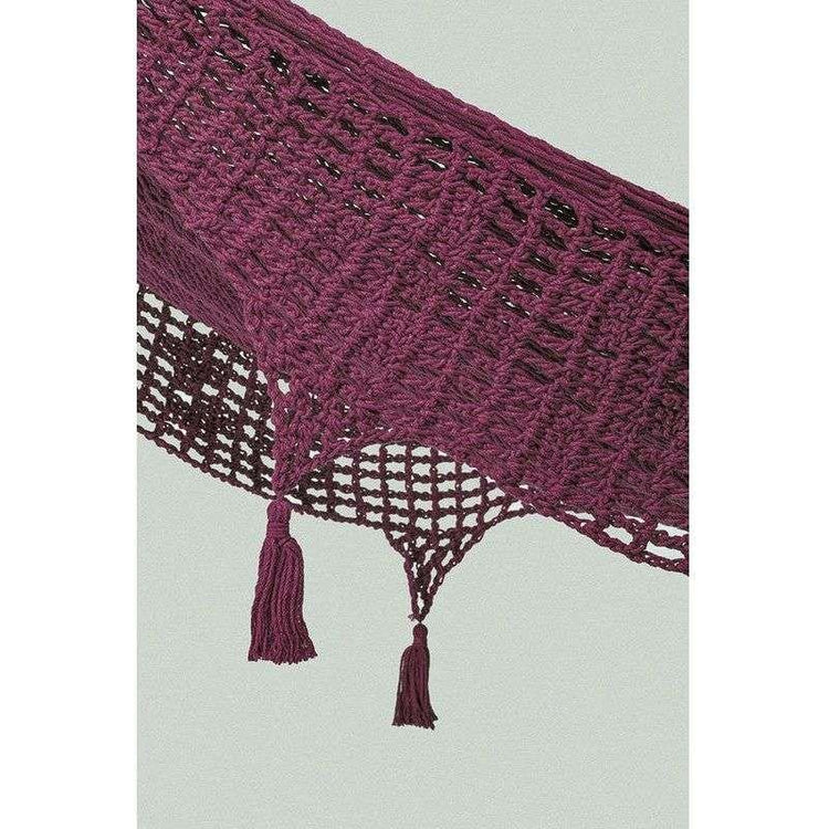 Outdoor undercover cotton Mayan Legacy hammock with hand crocheted tassels King Size Maroon