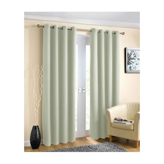 Pair of Blockout Plain Eyelet Curtains Beige - Magdasmall