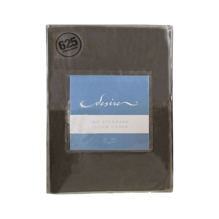 Pair of Cotton Standard Pillowcases 500TC Dark Brown - Magdasmall