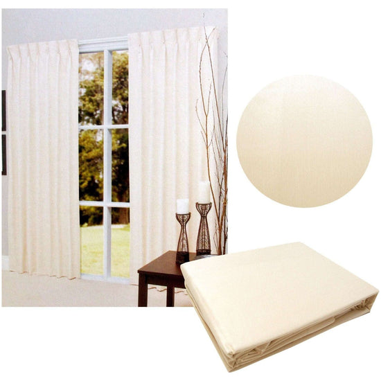 Pair of Cream Blockout Pinch Pleat Curtains to Fit Window 90 x 213cm - Magdasmall