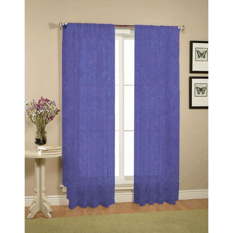 Pair of Crushed Sheer Curtains Blue - Magdasmall