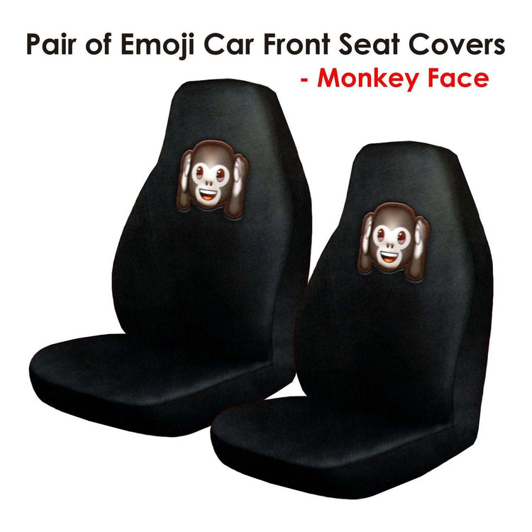 Pair of Emoji Car Front Seat Covers Monkey Face - Magdasmall