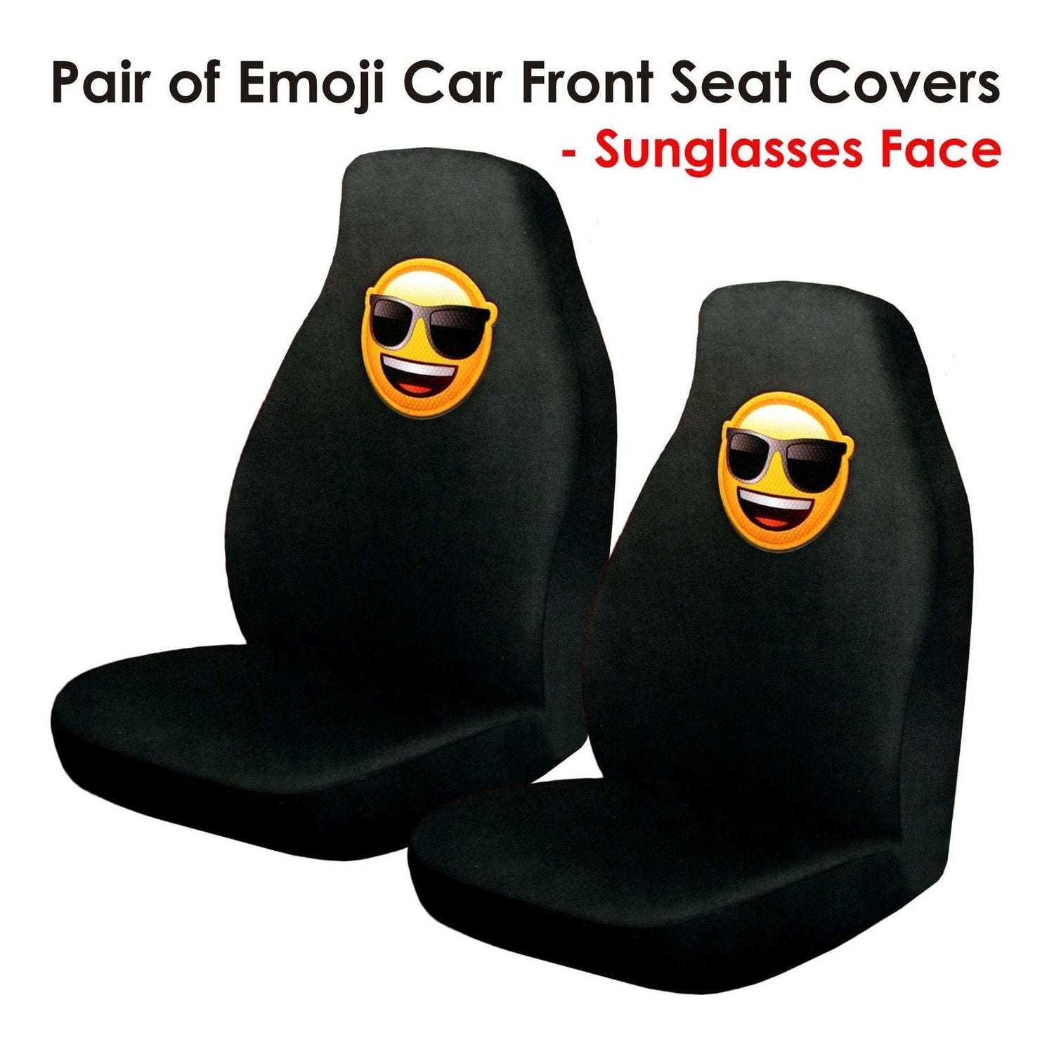 Pair of Emoji Car Front Seat Covers Sunglasses Faces - Magdasmall