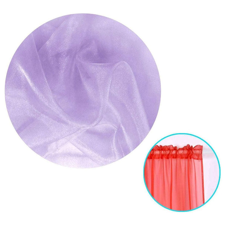 Pair of Organza Sheer Rod Pocket Curtains Lilac - Magdasmall