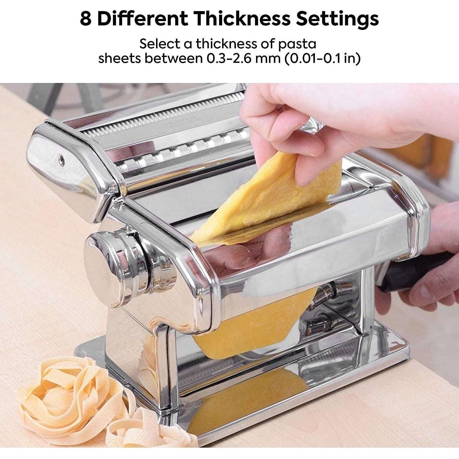 Pasta Maker Manual Steel Machine with 8 Adjustable Thickness Settings - Magdasmall