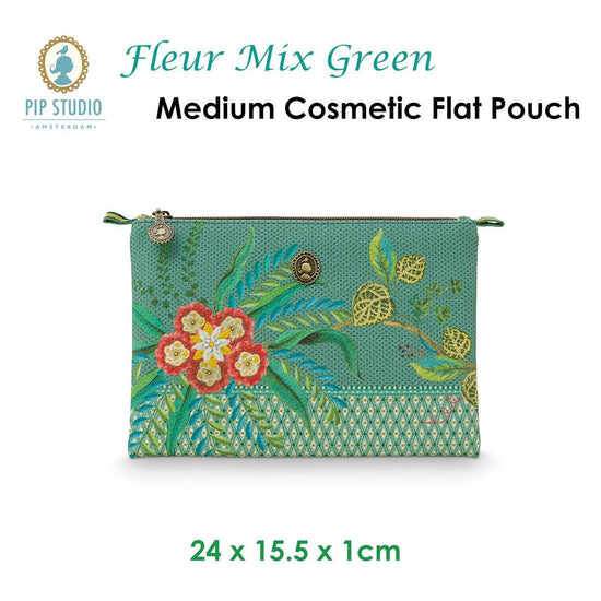 PIP Studio Fleur Mix Green Medium Cosmetic Flat Pouch