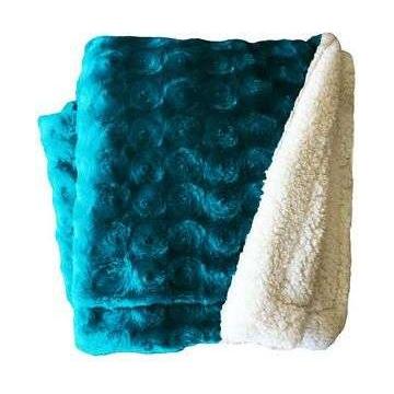 plush fleece sherpa backed reversible throw teal - Magdasmall