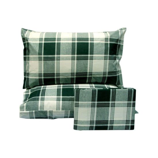 Polyester Cotton Checkered Green Quilt Cover Set King - Magdasmall