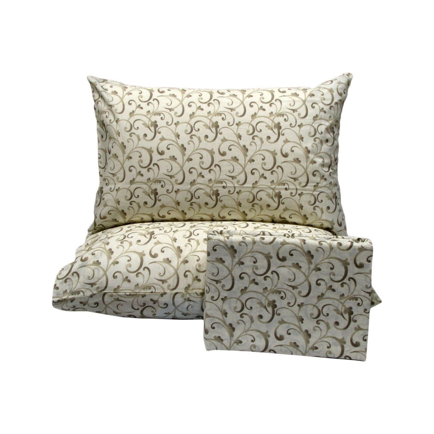 Polyester Cotton Swirls Cream Quilt Cover Set King - Magdasmall