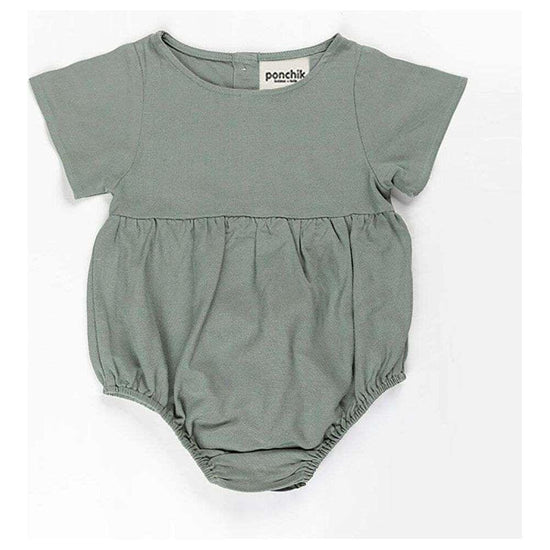 Ponchik Babies + Kids - Linen Romper - Artichoke Green - Size 2y Only