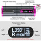 Portable Wireless Automatic Hair Curler for Travel with LED Temperature Display, Timer and USB Rechargeable (Pink)