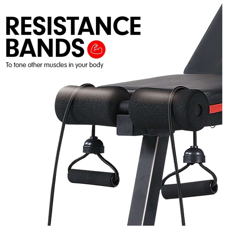 Powertrain Adjustable Incline Decline Exercise Bench Resistance Bands