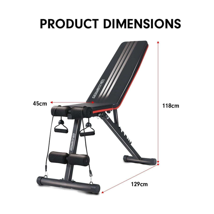 Powertrain Adjustable Incline Decline Exercise Bench Resistance Bands