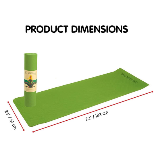 Powertrain Eco-friendly Dual Layer 8mm Yoga Mat | Lime Green | Non-slip Surface, And Carry Strap For Ultimate Comfort And Portability
