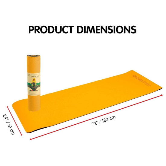 Powertrain Eco-friendly Dual Layer 8mm Yoga Mat | Orange | Non-slip Surface And Carry Strap For Ultimate Comfort And Portability