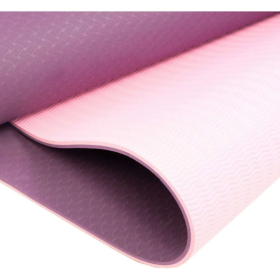 Powertrain Eco-friendly Dual Layer 8mm Yoga Mat | Purple | Non-slip Surface And Carry Strap For Ultimate Comfort And Portability