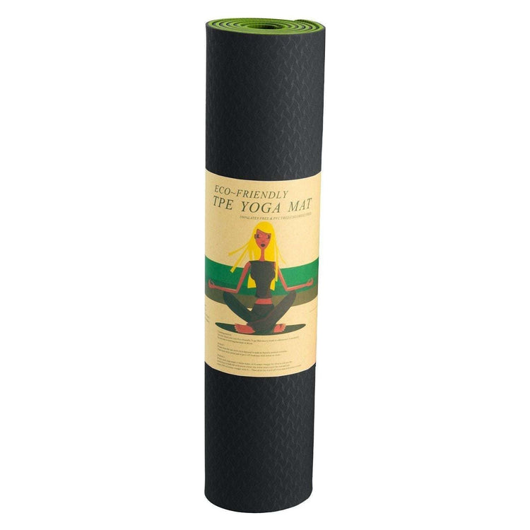 Powertrain Eco-Friendly TPE Pilates Exercise Yoga Mat 8mm - Black Green