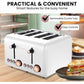 Pronti 4 Slice Toaster Rose Trim Collection - White - Magdasmall