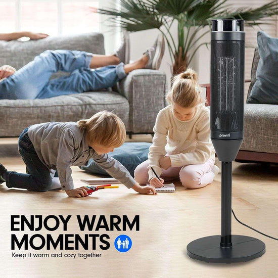 Pronti Electric Tower Heater 2000W Ceramic Portable Remote - Black - Magdasmall