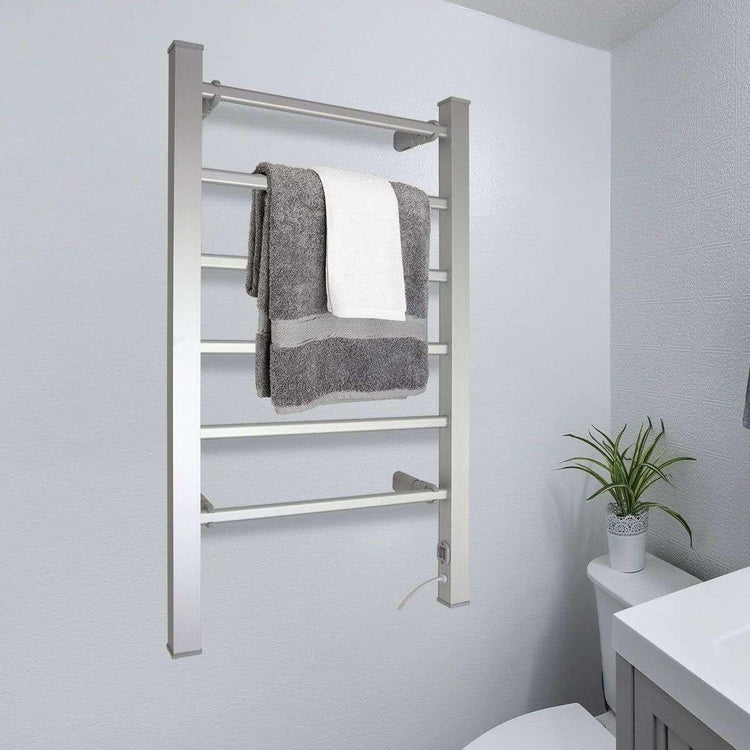 Pronti Heated Towel Rack Electric Bathroom Towel Rails Warmer 100w - Silver - Magdasmall