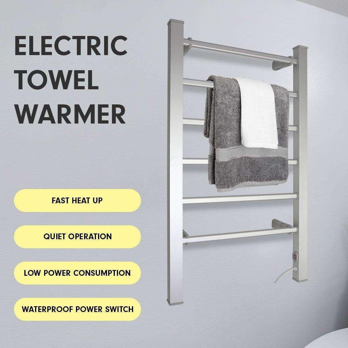 Pronti Heated Towel Rack Electric Bathroom Towel Rails Warmer 100w - Silver - Magdasmall