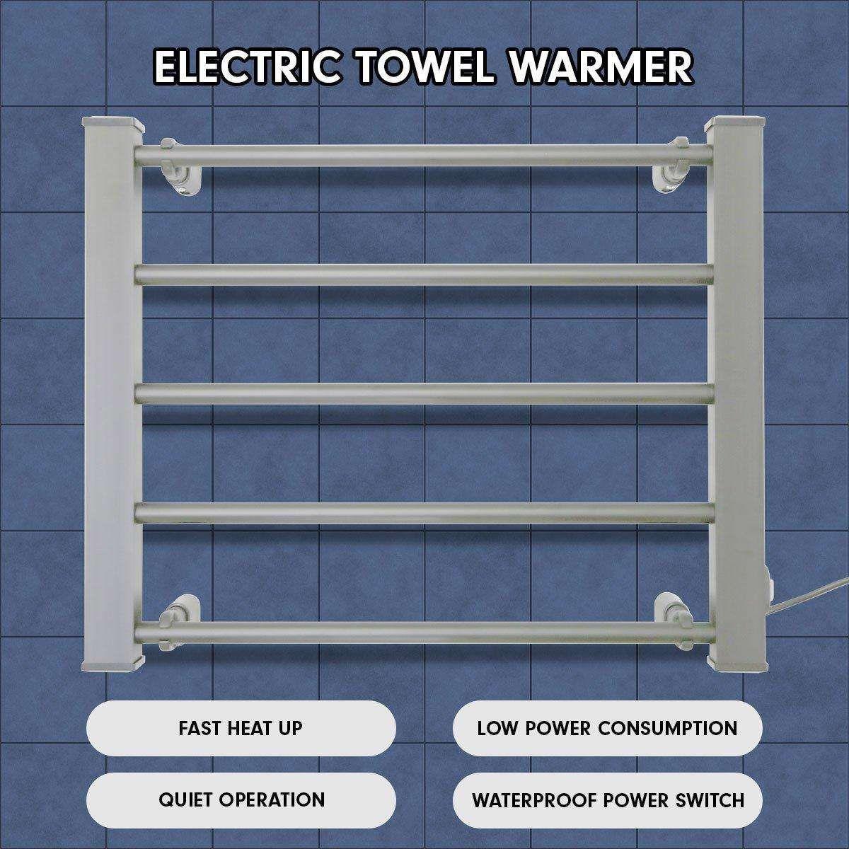 Pronti Heated Towel Rack Electric Bathroom Towel Rails Warmer Ev-90- Silver