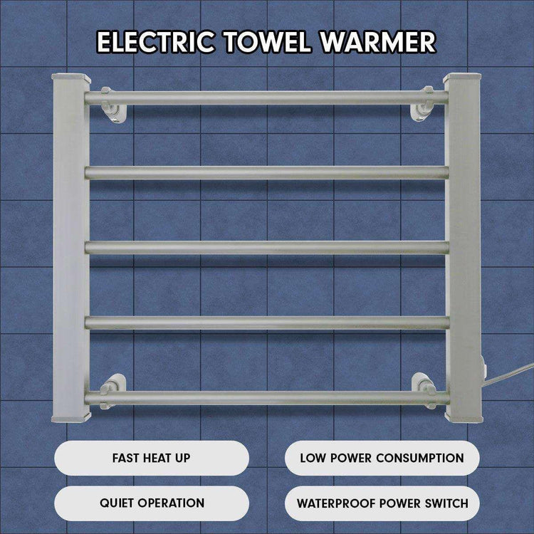 Pronti Heated Towel Rack Electric Bathroom Towel Rails Warmer Ev-90- Silver