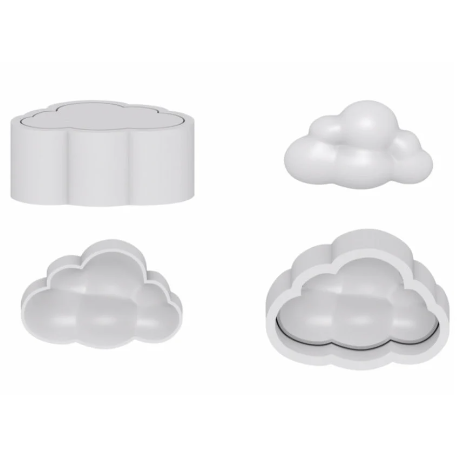 Puffy Cloud Bath Bomb Mold - Press Bath Molds - Three Piece Mold - Diy - 3D Molds - PLA/PLA+ Plastic - Hand press mold