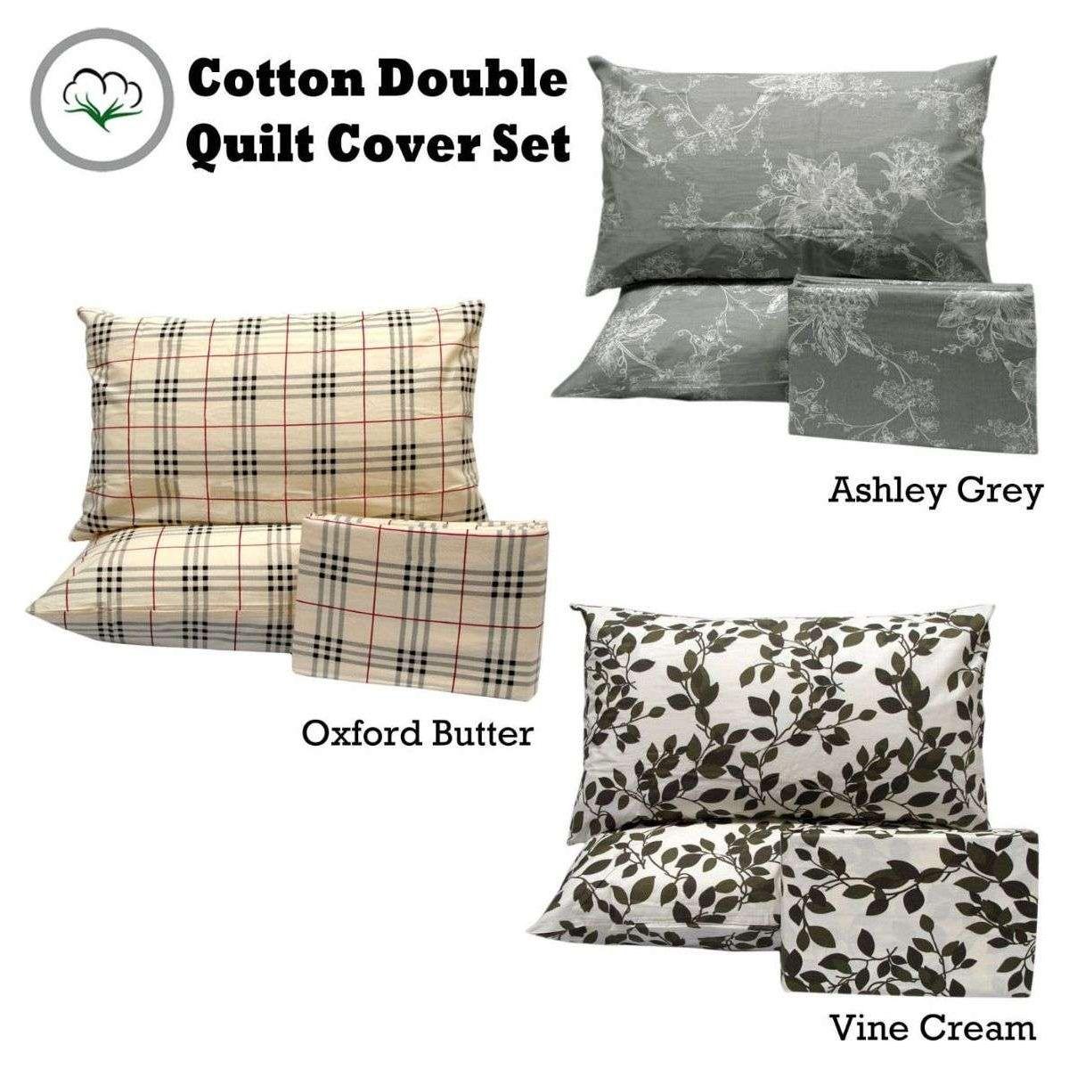 Pure Cotton Ashley Quilt Cover Set Double