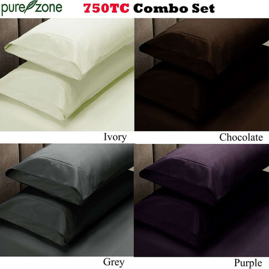 Pure Zone 750 Thread Count Combo Set Purple SINGLE