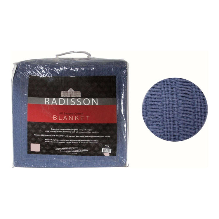 Radisson All Season Cotton Blanket Blue KING - Magdasmall