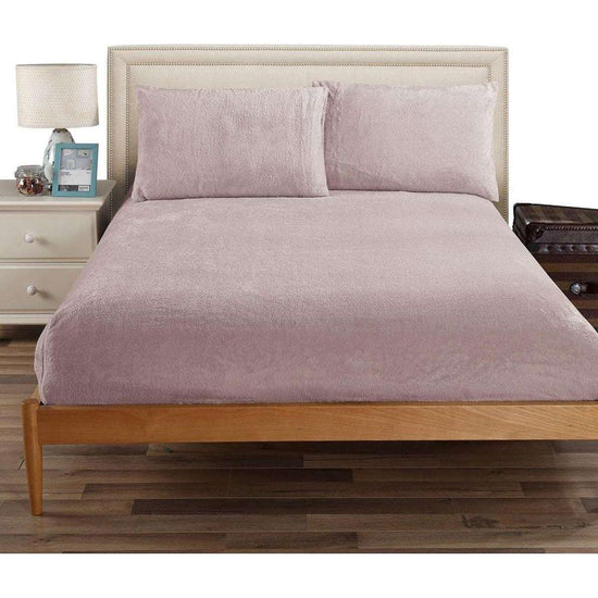 Ramesses Teddy Fleece Fitted Sheet Combo Set Dusty Pink Queen