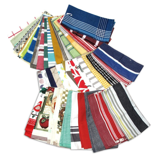 Random Pick Set of 6 100% Cotton Pattern Tea Towels - 50 x 70 cm