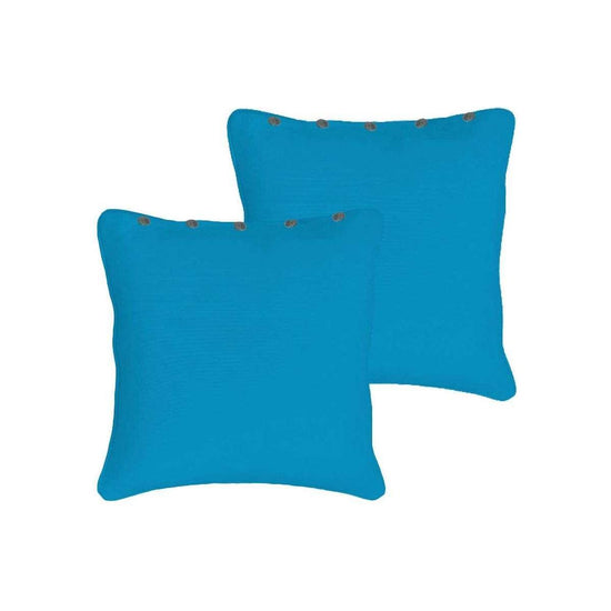 Rans Pair of London Cotton European Pillowcases with Buttons Aqua