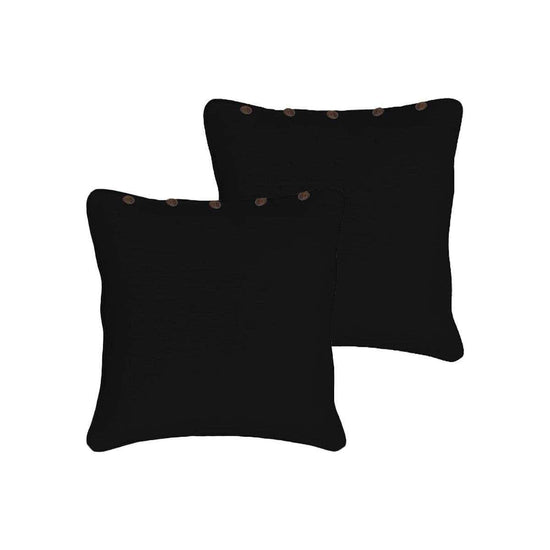 Rans Pair of London Cotton European Pillowcases with Buttons Black