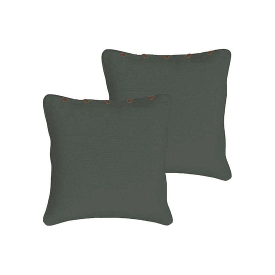 Rans Pair of London Cotton European Pillowcases with Buttons Charcoal