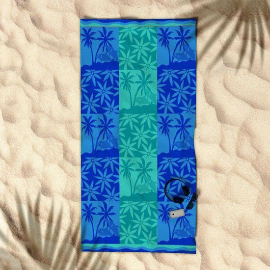 Rans Premium Cotton Jacquard Beach Towel Palm Tree Blue - Magdasmall