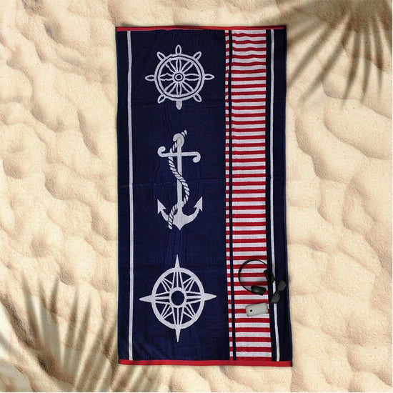 Rans Premium Cotton Jacquard Beach Towel Sailor Blue - Magdasmall