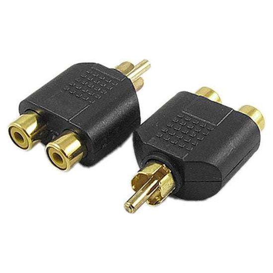 RCA Male to 2X RCA Female Audio Splitter Adapter Connector Coupler