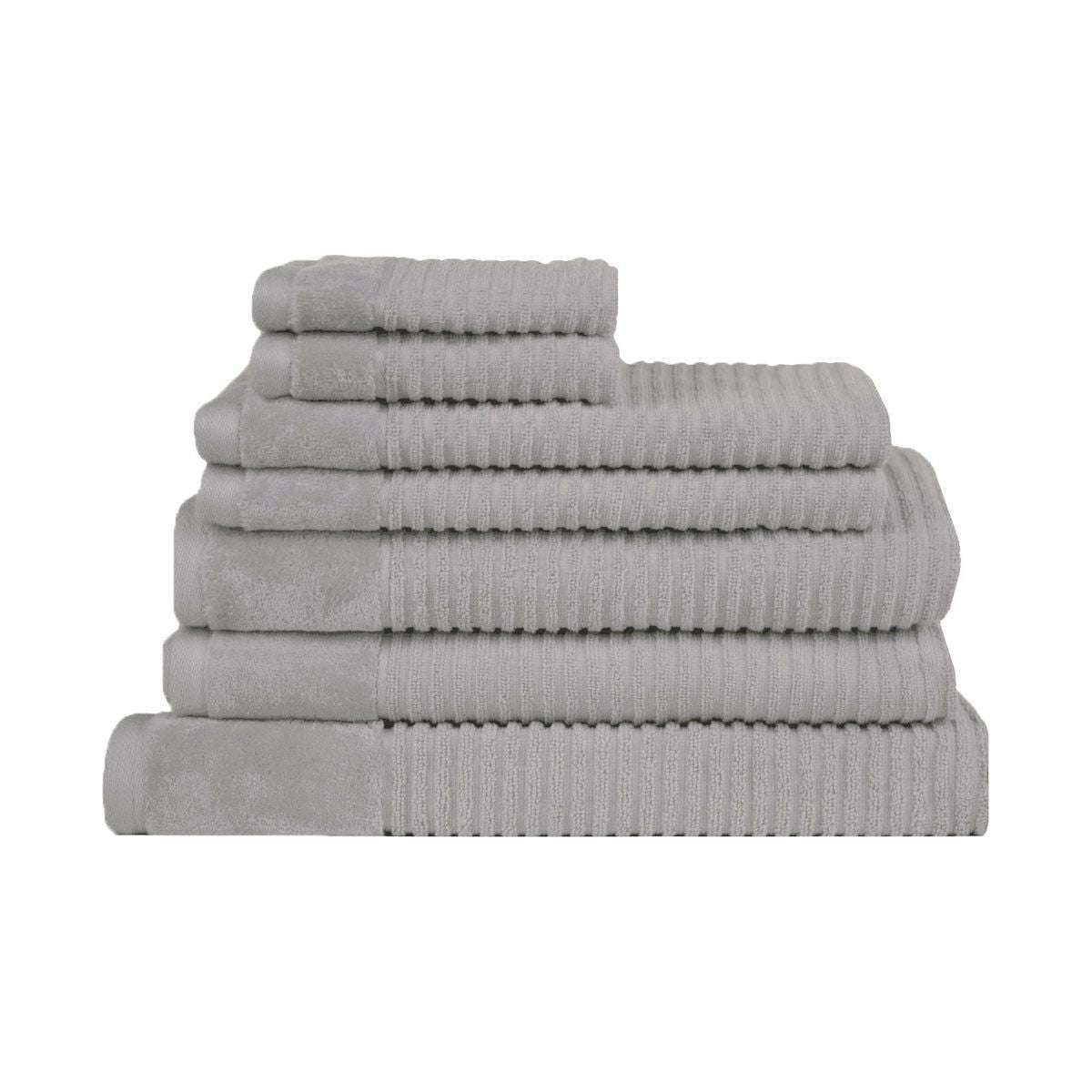 Royal Excellency 7 Piece Cotton Bath Towel Set - Silver - Magdasmall