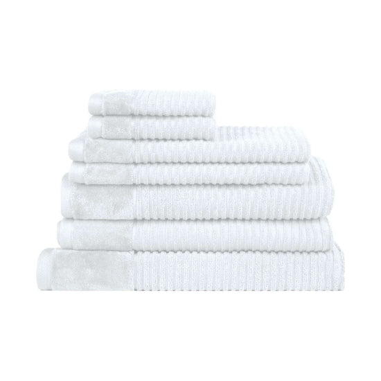 Royal Excellency 7 Piece Cotton Bath Towel Set - White - Magdasmall