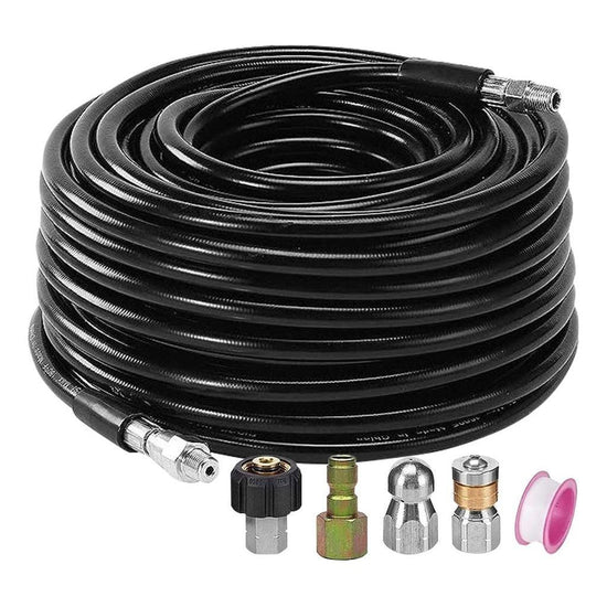 RYNOMATE High Pressure Washer Black Hose with M22 Coupling and Rotating Nozzle (30.5M/100FT)