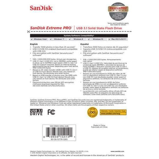 SanDisk 256GB Extreme PRO USB 3.2 Solid State Flash Drive (SDCZ880-256G)