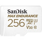 Sandisk Max Endurance Microsdxc Card SQQVR 256G (120 000 HRS) UHS-I C10 U3 V30 100MB/S R 40MB/S W SD Adaptor SDSQQVR-256G-GN6IA